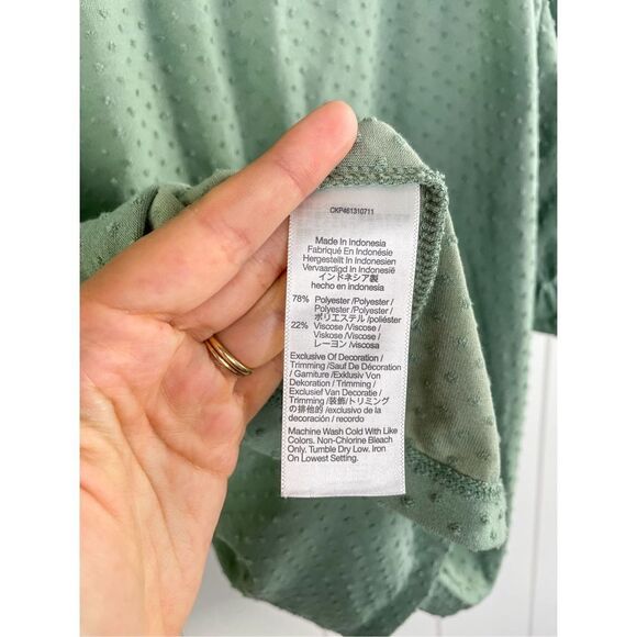 Madewell‎ Clip Dot Ruffle Top Frosted Willow Sage Green Size S - Picture 5 of 9